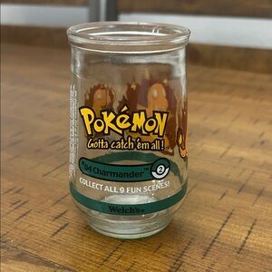 Pokémon Charmander Collectible Glass. Welchs jelly jar no lid 1999